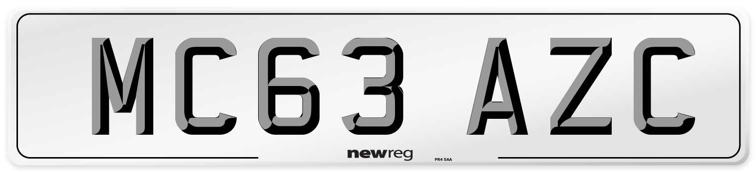 MC63 AZC Number Plate from New Reg